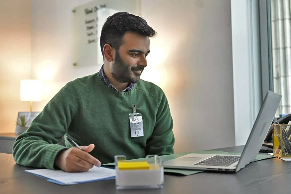 Student reviewing financial options