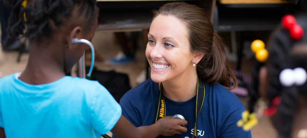 Pediatrician with child
