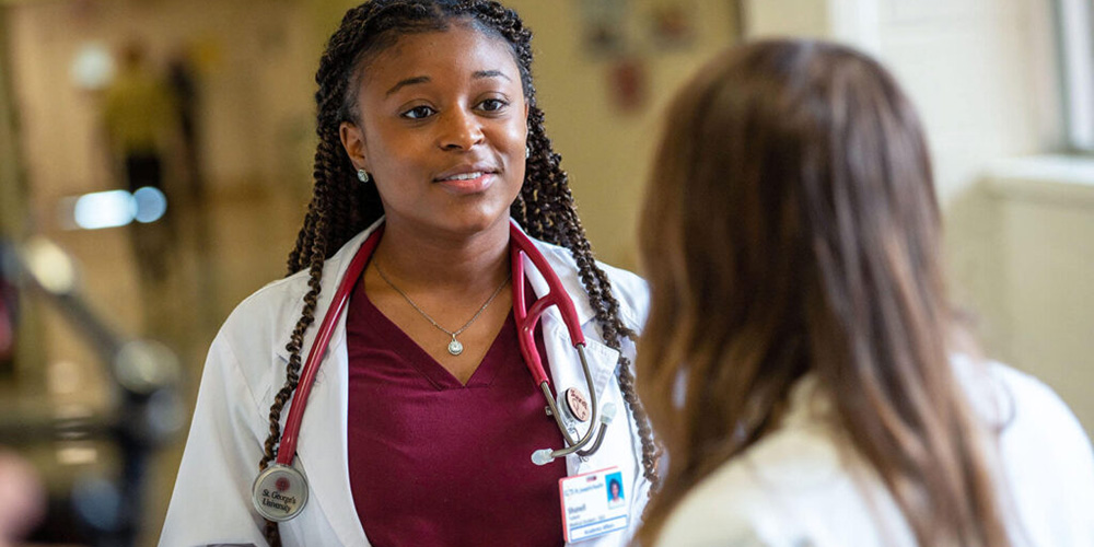 Medical students having a discussion