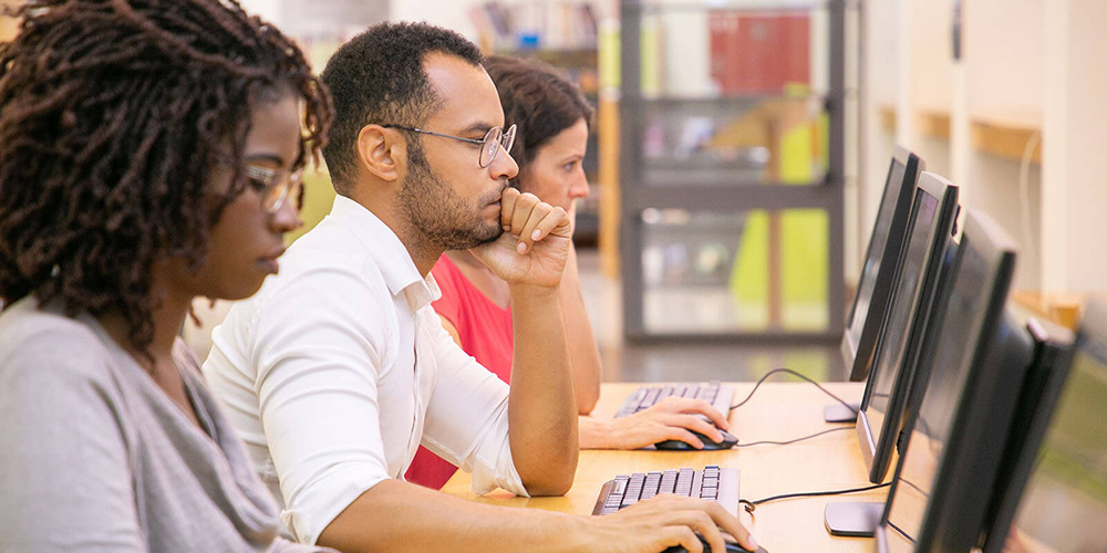 Pre-med students taking mcat exam