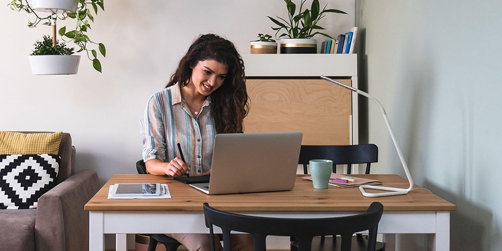 Woman getting application advice online