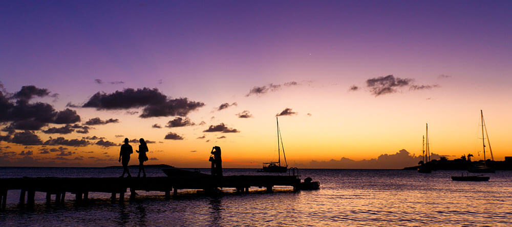 Beautiful sunset over Grenada ocean