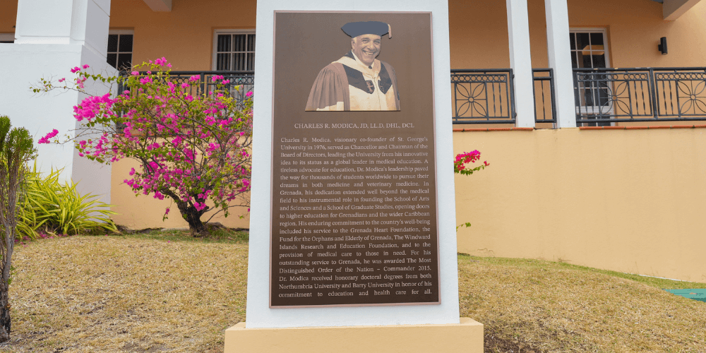 Bronze plaque dedicated to Chancellor Charles Modica