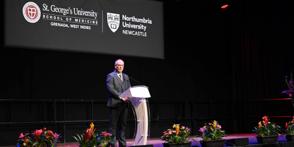 Dr. Robert Finn at the Fall 2025 Northumbria University White Coat Ceremony