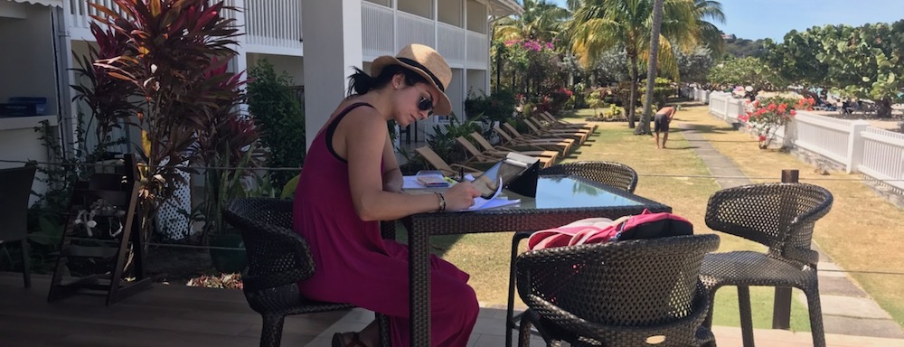 Woman studying outside