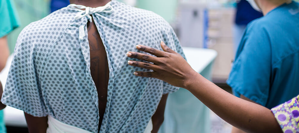 Doctor guiding patient