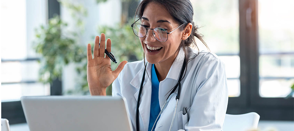 Doctor attending telehealth appointment