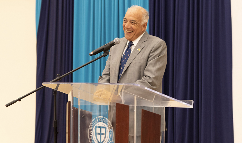 But first, a few warm words from SGU Chancellor Dr. Charles R. Modica. The chancellor shared his appreciation for how far the University had come and his excitement as SGU approaches its 50th anniversary. 