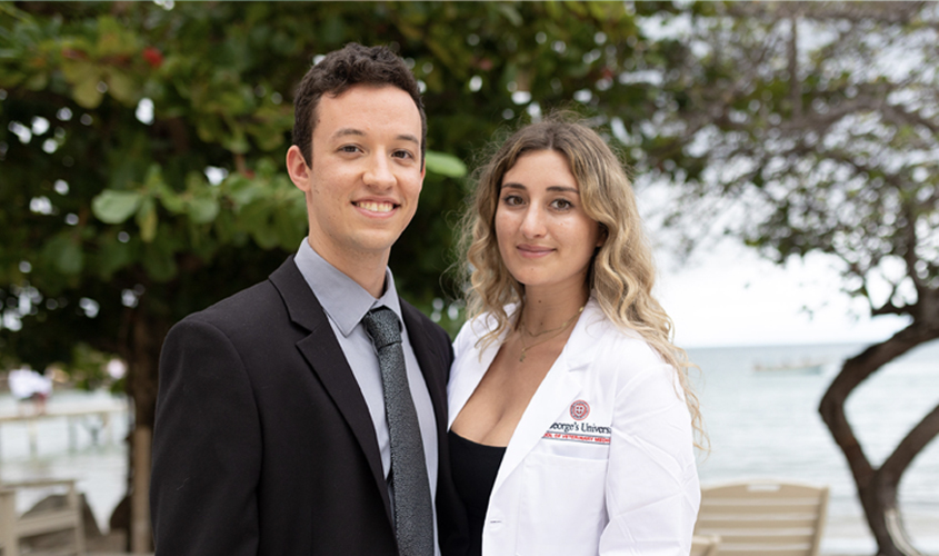 For Fiona Minear, SVM Term 1 student, one of the hardest parts of pursuing her dream of becoming a vet was moving away from her partner, Dr. Nicholas Krause, an emergency medicine veterinarian in Pennsylvania. Luckily, he was able to make the trip to Grenada and coat Miss Minear on her special day.