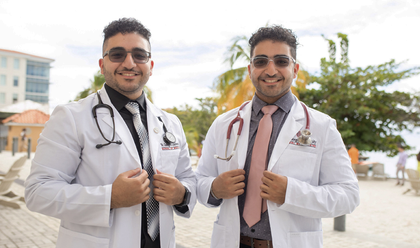 Twins Mark and Michael Yassa are as different as night and day, except in their pursuit of becoming physicians. Although older by one minute, it was Mark who followed his brother Mike, a Term 2 SOM student from Toronto to SGU. 