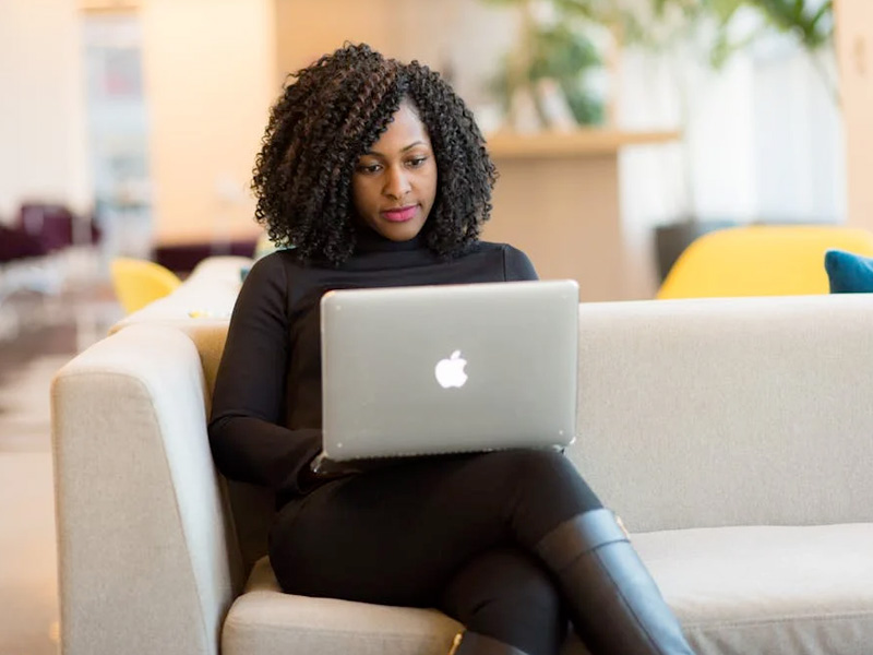 Woman attending SGU virtual event