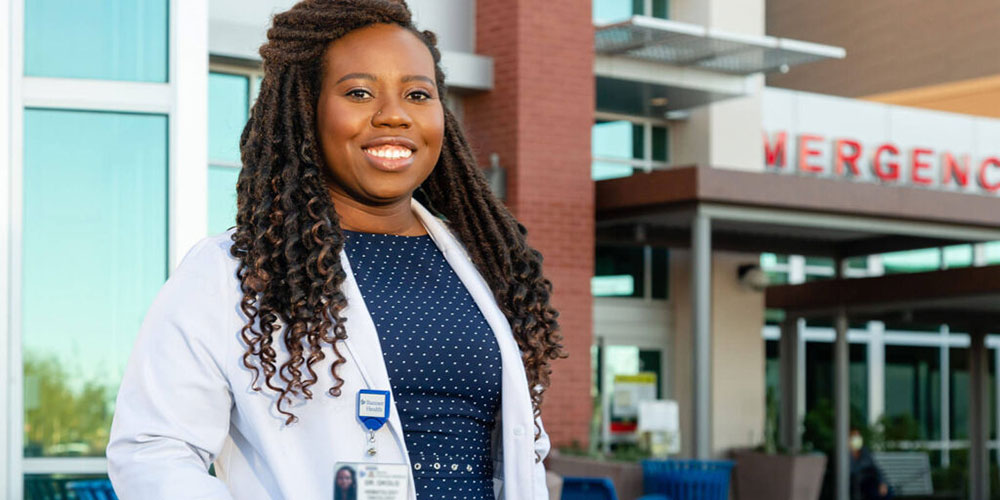 Smiling IMG residency doctor