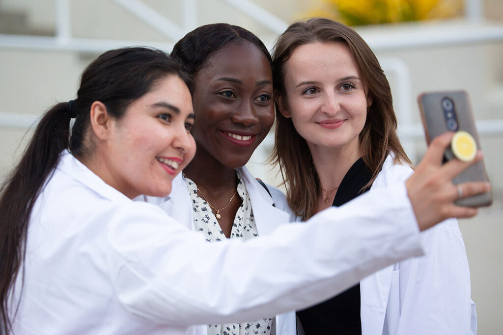 Students posing for selfie